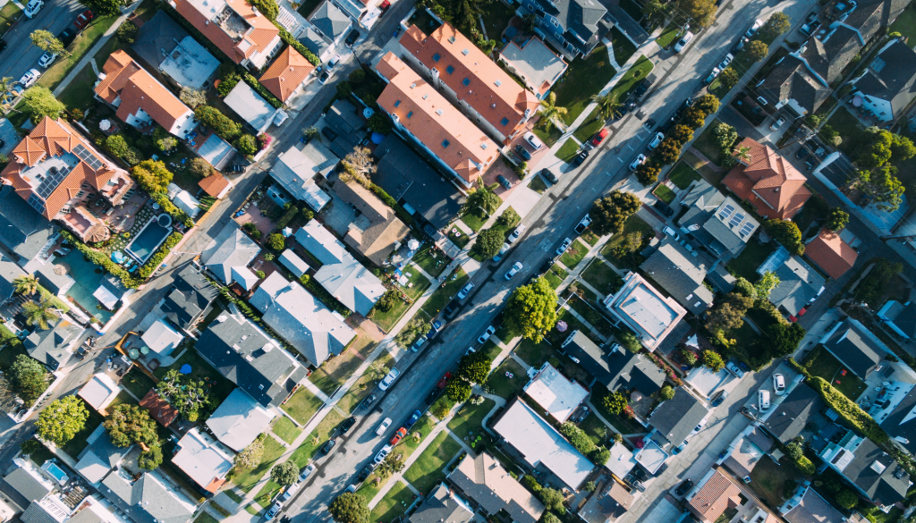 Arial view of California housing options for travel therapists